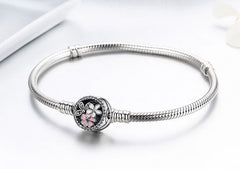Elegant Sterling Silver Women's Bracelet with Zirconia Flower Charm