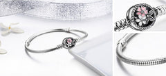 Elegant Sterling Silver Women's Bracelet with Zirconia Flower Charm