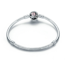 Elegant Sterling Silver Women's Bracelet with Zirconia Flower Charm