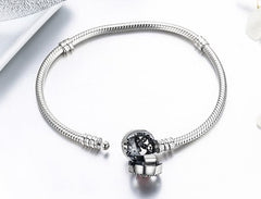 Elegant Sterling Silver Women's Bracelet with Zirconia Flower Charm