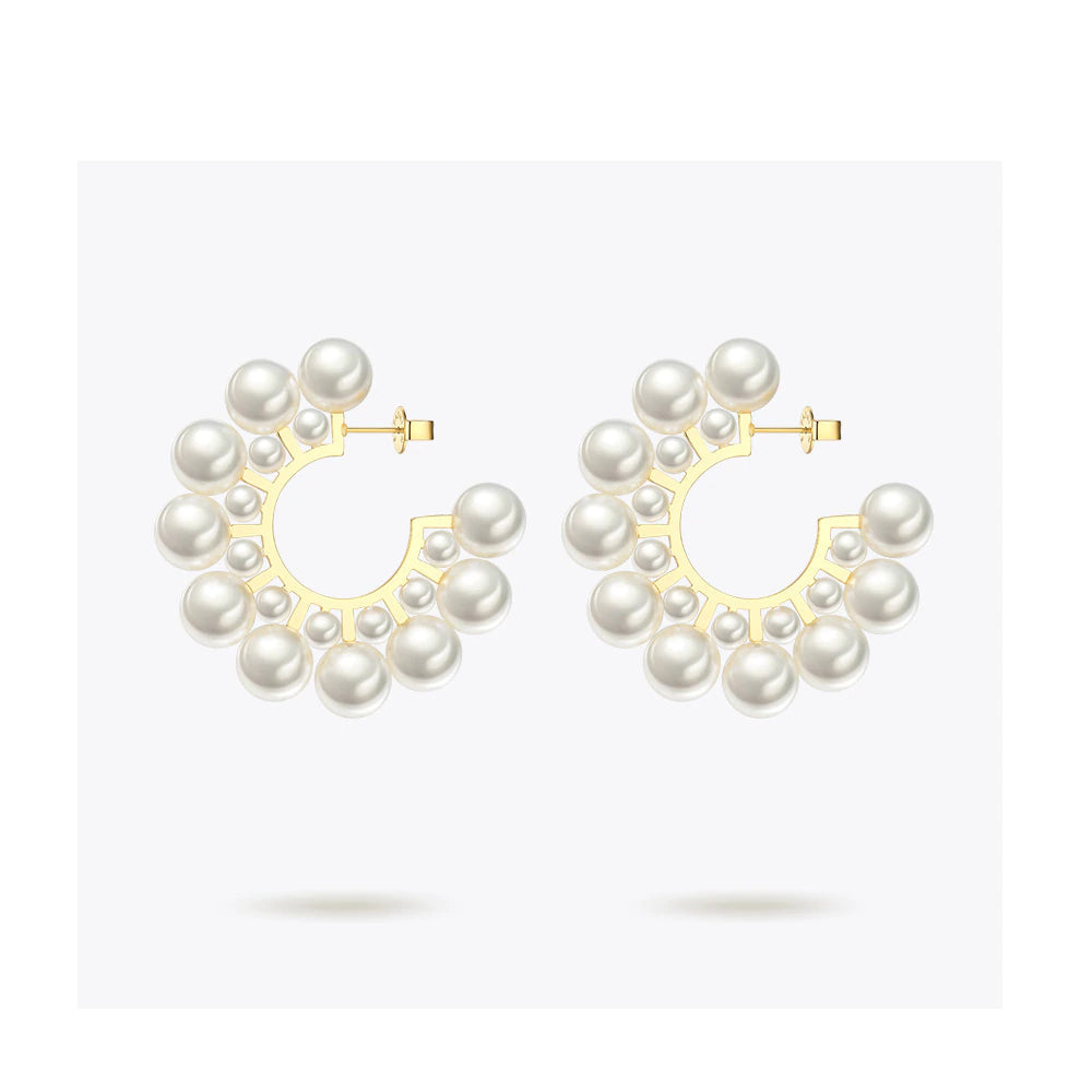 Women's Modern Pearls Hoop Earrings