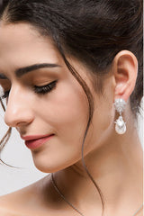 Luxury Women's Pearl and Crystals Drop Earrings