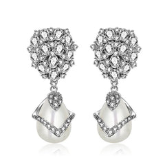 Luxury Women's Pearl and Crystals Drop Earrings
