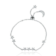 Minimalistic Silver Bracelet with Crystal Stars