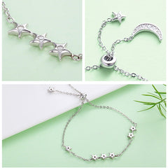Minimalistic Silver Bracelet with Crystal Stars