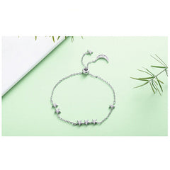Minimalistic Silver Bracelet with Crystal Stars