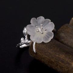 Elegant Romantic Flower Shaped Crystal Silver Women's Ring