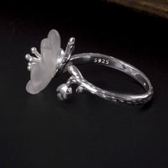 Elegant Romantic Flower Shaped Crystal Silver Women's Ring