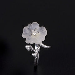 Elegant Romantic Flower Shaped Crystal Silver Women's Ring