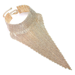 Women's Wide Tassel Crystal Choker