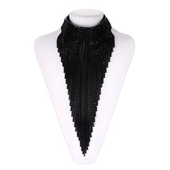 Women's Wide Tassel Crystal Choker