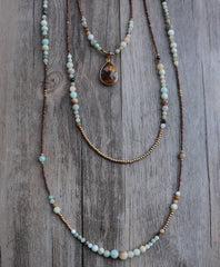 Women's Multilayered Amazonite Stone Necklace