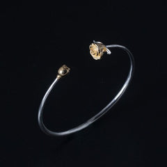 Elegant Romantic Rose Shaped Silver Bangle