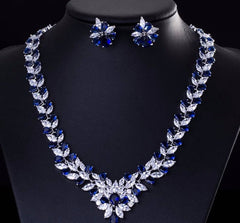Gorgeous Cubic Zirconia Cluster Necklace and Earrings Women's Jewellery Set