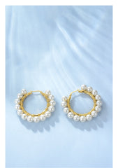 Women's Elegant Pearls Hoop Earrings