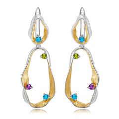 Women's Natural Topaz and Amethyst Earrings