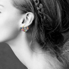 Women's Round Multicolor Gold Earrings