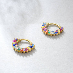 Women's Round Multicolor Gold Earrings