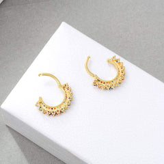 Women's Round Multicolor Gold Earrings