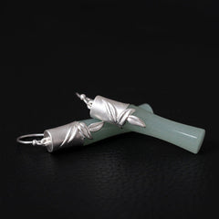 Cute Ethnic Bamboo Shaped Silver Drop Earrings