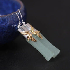 Cute Ethnic Bamboo Shaped Silver Drop Earrings
