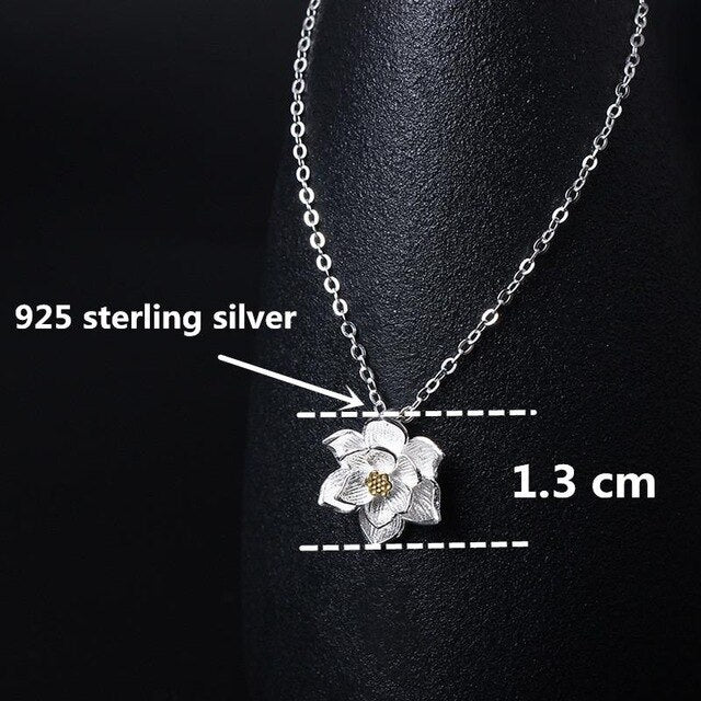 Fashion Vintage Lotus Shaped Silver Pendant Necklace