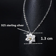 Fashion Vintage Lotus Shaped Silver Pendant Necklace