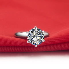 1CT 14K White Gold Round Ring