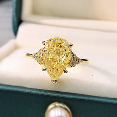 925 Sterling Silver Water Drop Moissanite Ring