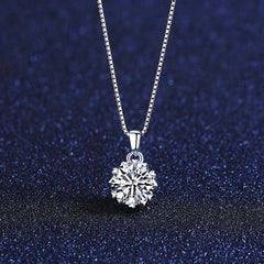 925 Sterling Silver Moissanite Engagement Pendant Necklace