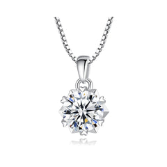 925 Sterling Silver Moissanite Engagement Pendant Necklace