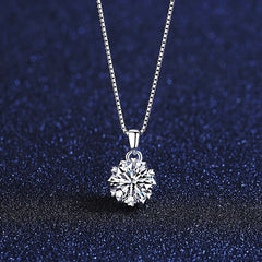 925 Sterling Silver Moissanite Engagement Pendant Necklace