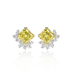 11 Carats Square Flower Stud Earrings