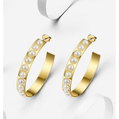 Women's Pearls Hooped Earrings