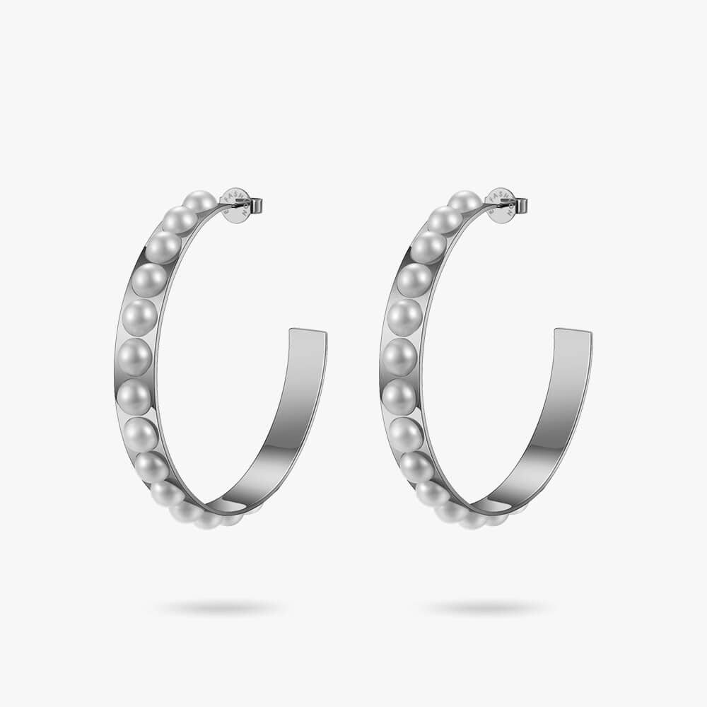 Women's Pearls Hooped Earrings