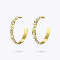 Women's Pearls Hooped Earrings