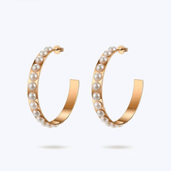 Women's Pearls Hooped Earrings