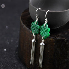 Chinese Knot Natural Jade Earrings