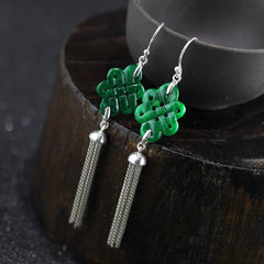 Chinese Knot Natural Jade Earrings