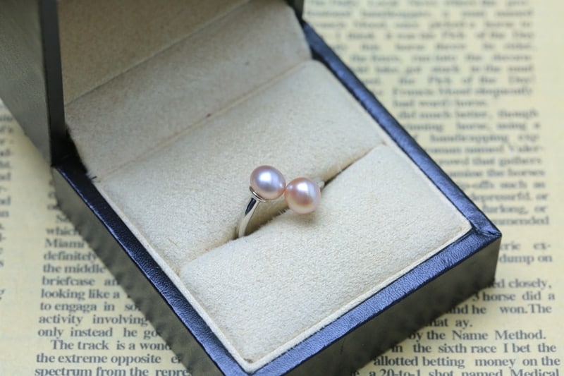 Engagement 925 Silver Ring for Women with Natural Pearl
