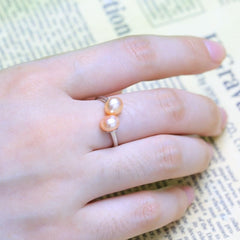 Engagement 925 Silver Ring for Women with Natural Pearl