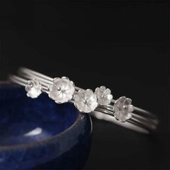 Charming Multilayered Floral Silver Women's Bangle