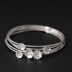 Charming Multilayered Floral Silver Women's Bangle