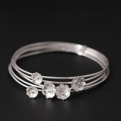 Charming Multilayered Floral Silver Women's Bangle