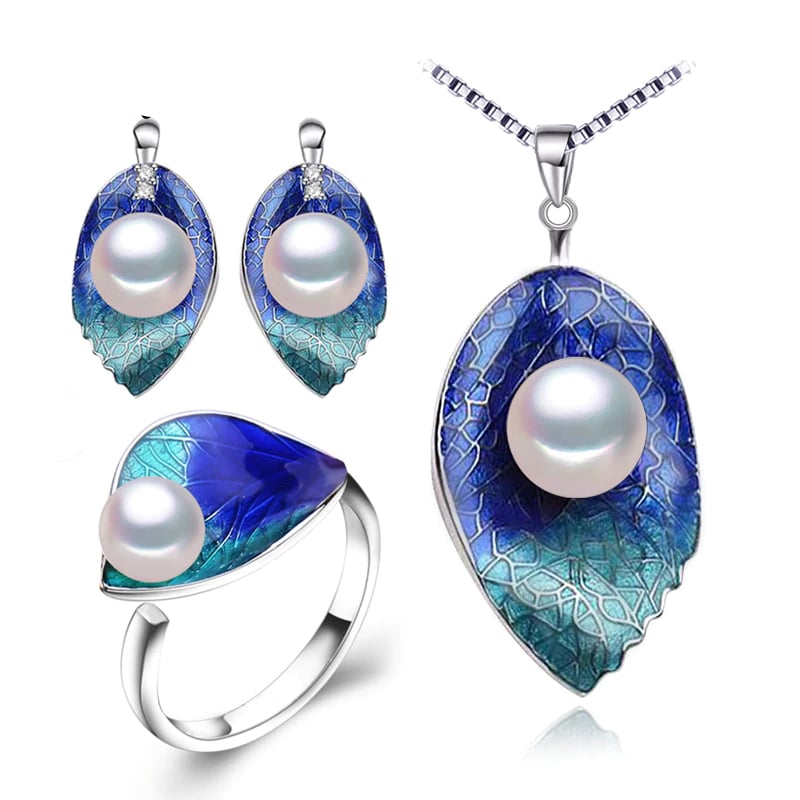 Colorful 925 Silver Pearls Women's Jewelry 4 pcs Set