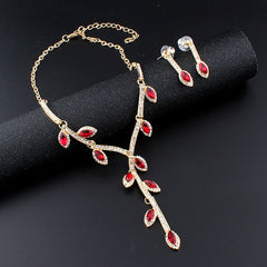 Fashion Crystal Leaves Shape Evening Jewelry Set for Women