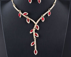 Fashion Crystal Leaves Shape Evening Jewelry Set for Women