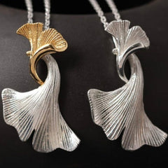 Elegant Ginkgo Shaped Silver Women's Pendant