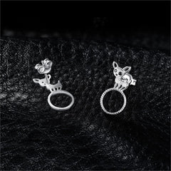 Crystal Dog Stud Earrings