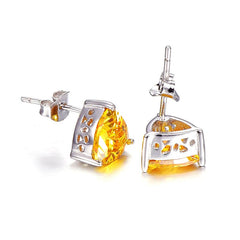 Natural Citrine Triangle Earrings